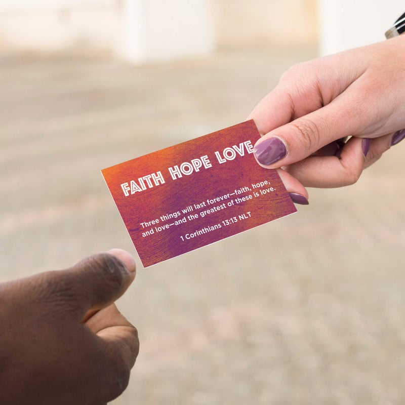 Logos Trading Post Faith Hope Love, 1 Corinthians 13:13, Bulk Pack of 25 Affirmation Scripture Cards for Kids, Pass it On Christian Bible Verse Cards for Sunday School, Childrens Church, & Youth Group Ministry - Image 3